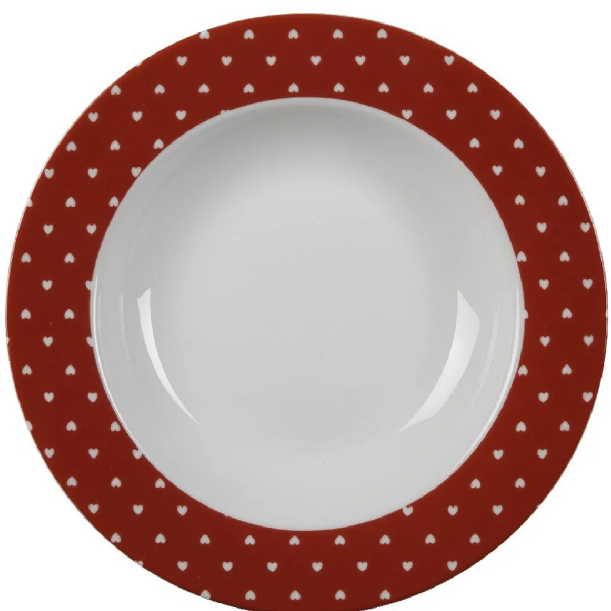 Gifi Assiette creuse rouge et blanc design coeurs New