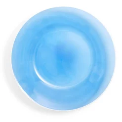 Gifi Assiette creuse verre bleu transparent liseré blanc Ø23cm Online