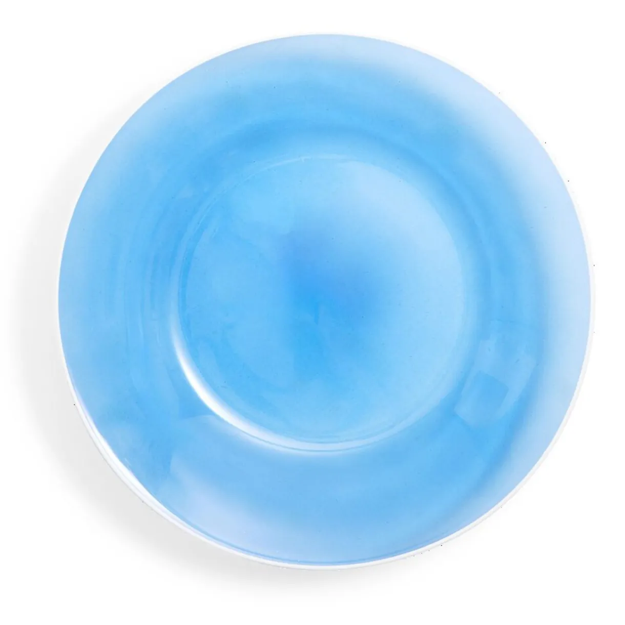 Gifi Assiette creuse verre bleu transparent liseré blanc Ø23cm Online