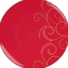 Gifi Assiette de présentation rouge design arabesque dorée