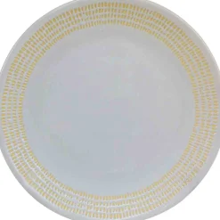 Gifi Assiette dessert blanche contour grains de riz jaunes