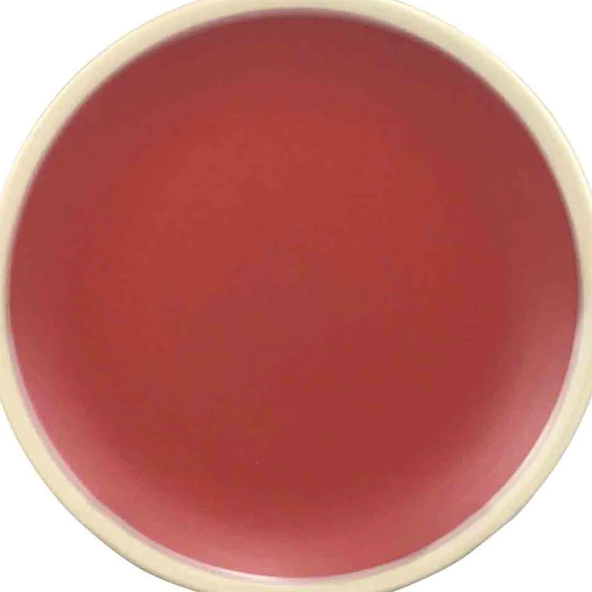 Gifi Assiette dessert couleur argile rouge bordure blanche