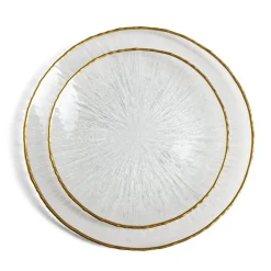 Gifi Assiette dessert ronde verre transparent rebord doré Ø21cm