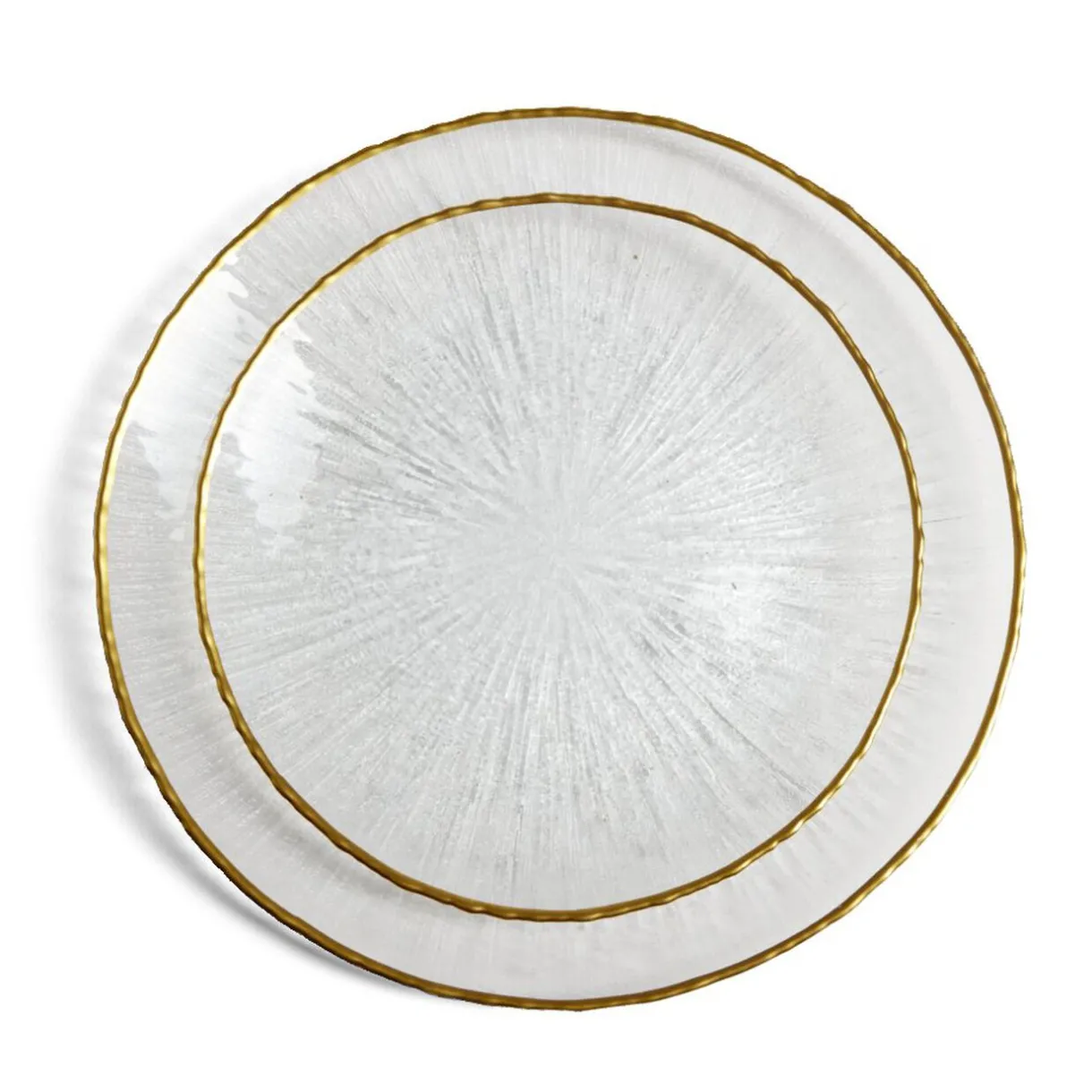 Gifi Assiette dessert ronde verre transparent rebord doré Ø21cm