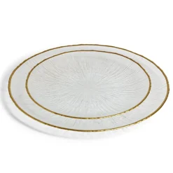 Gifi Assiette dessert ronde verre transparent rebord doré Ø21cm