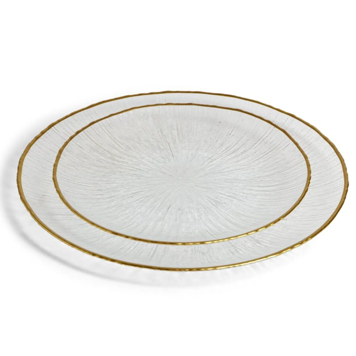 Gifi Assiette dessert ronde verre transparent rebord doré Ø21cm