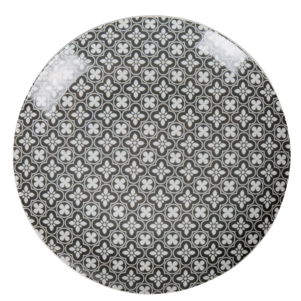 Gifi Assiette grise avec motif fleur blanche Dolce Vita New