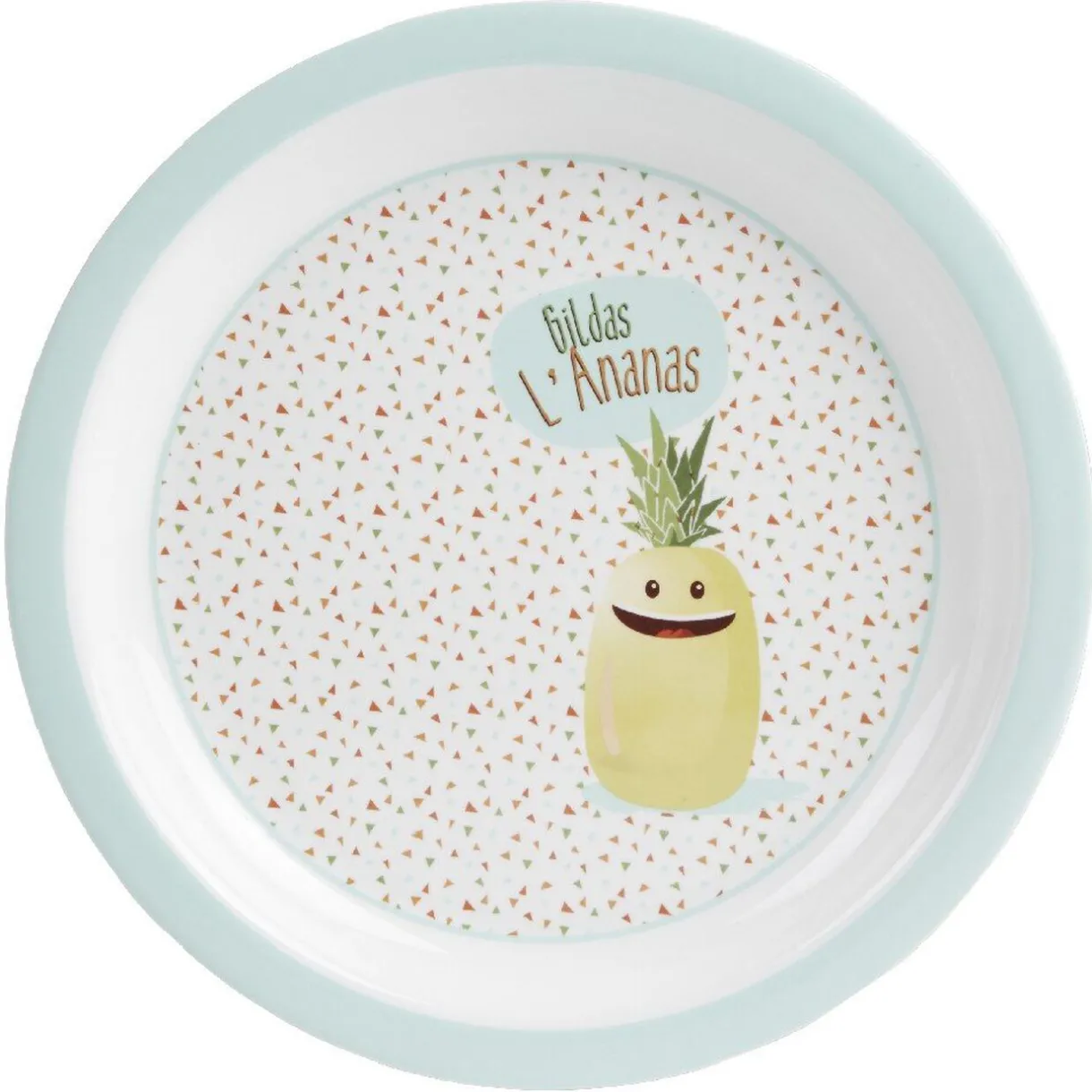 Gifi Assiette mélaminé enfant design Gildas l'Ananas