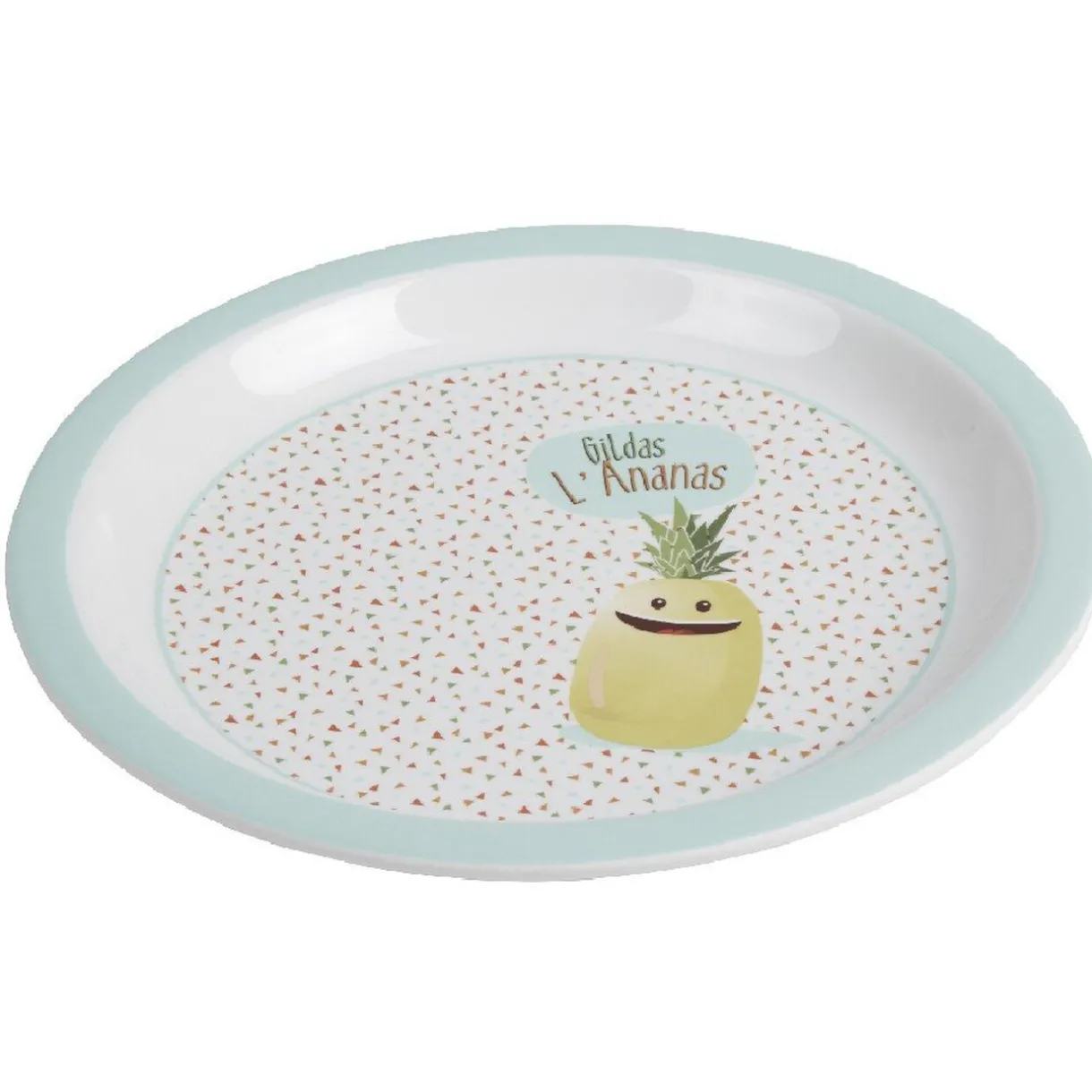 Gifi Assiette mélaminé enfant design Gildas l'Ananas