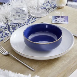 Gifi Assiette plate blanche bordure dorée Ø27cm New