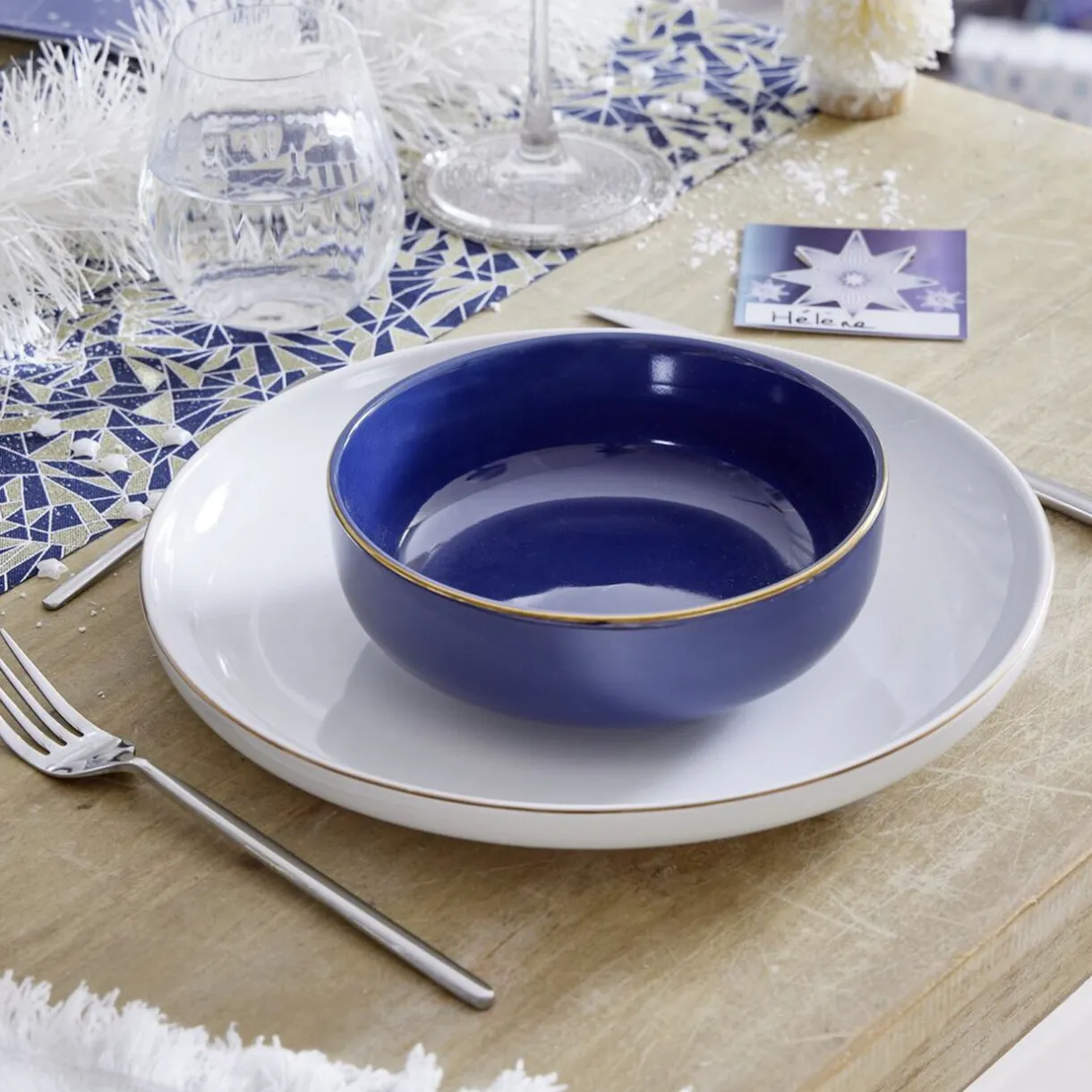 Gifi Assiette plate blanche bordure dorée Ø27cm New