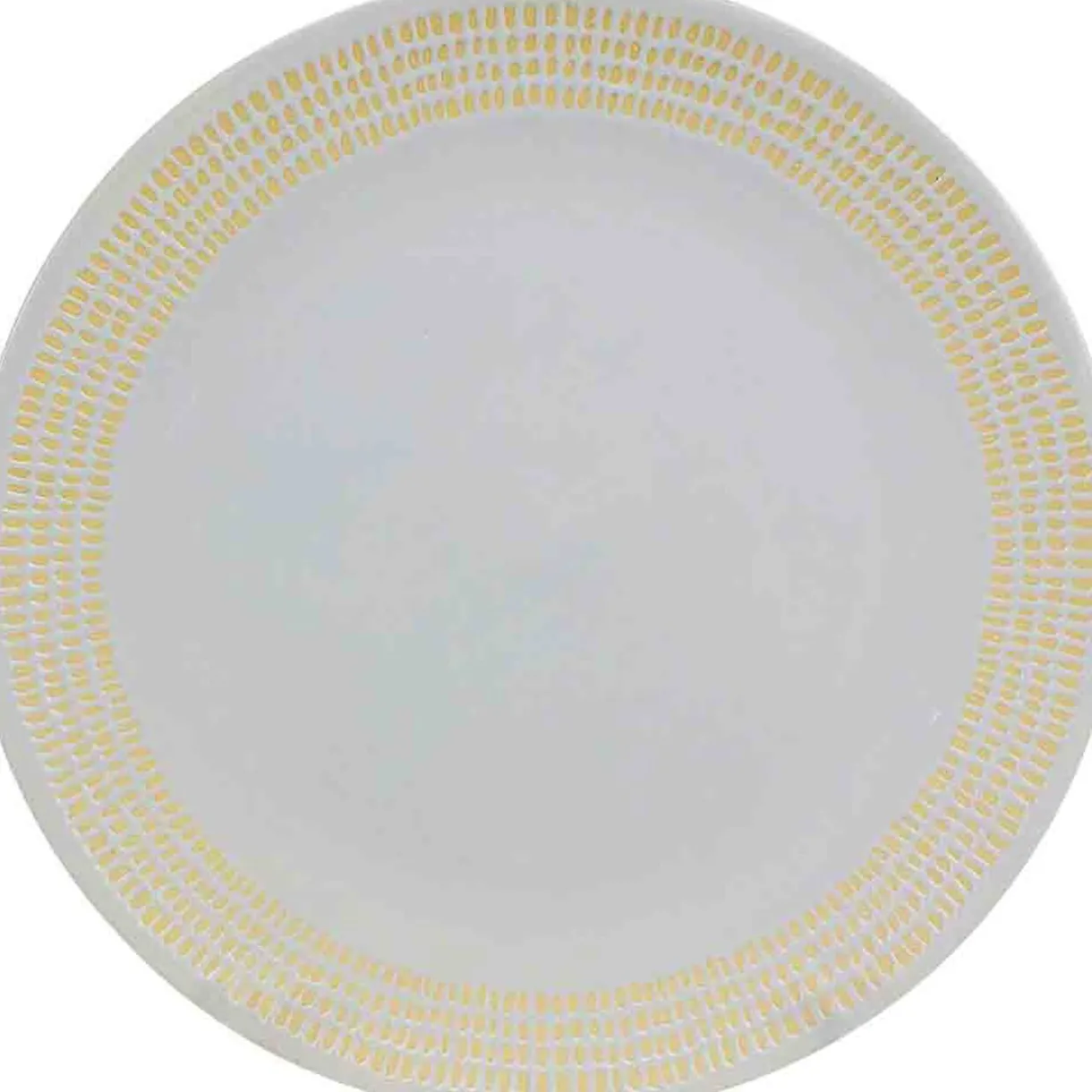 Gifi Assiette plate blanche contour grains de riz jaunes