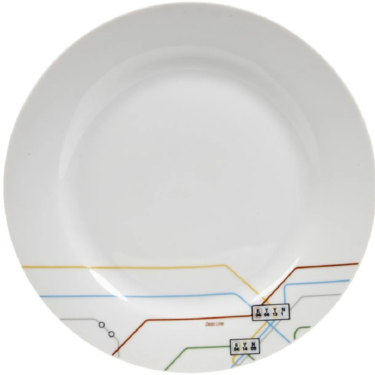 Gifi Assiette plate blanche décor lignes multicolores Best