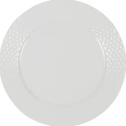 Gifi Assiette plate blanche ronde aile damassée