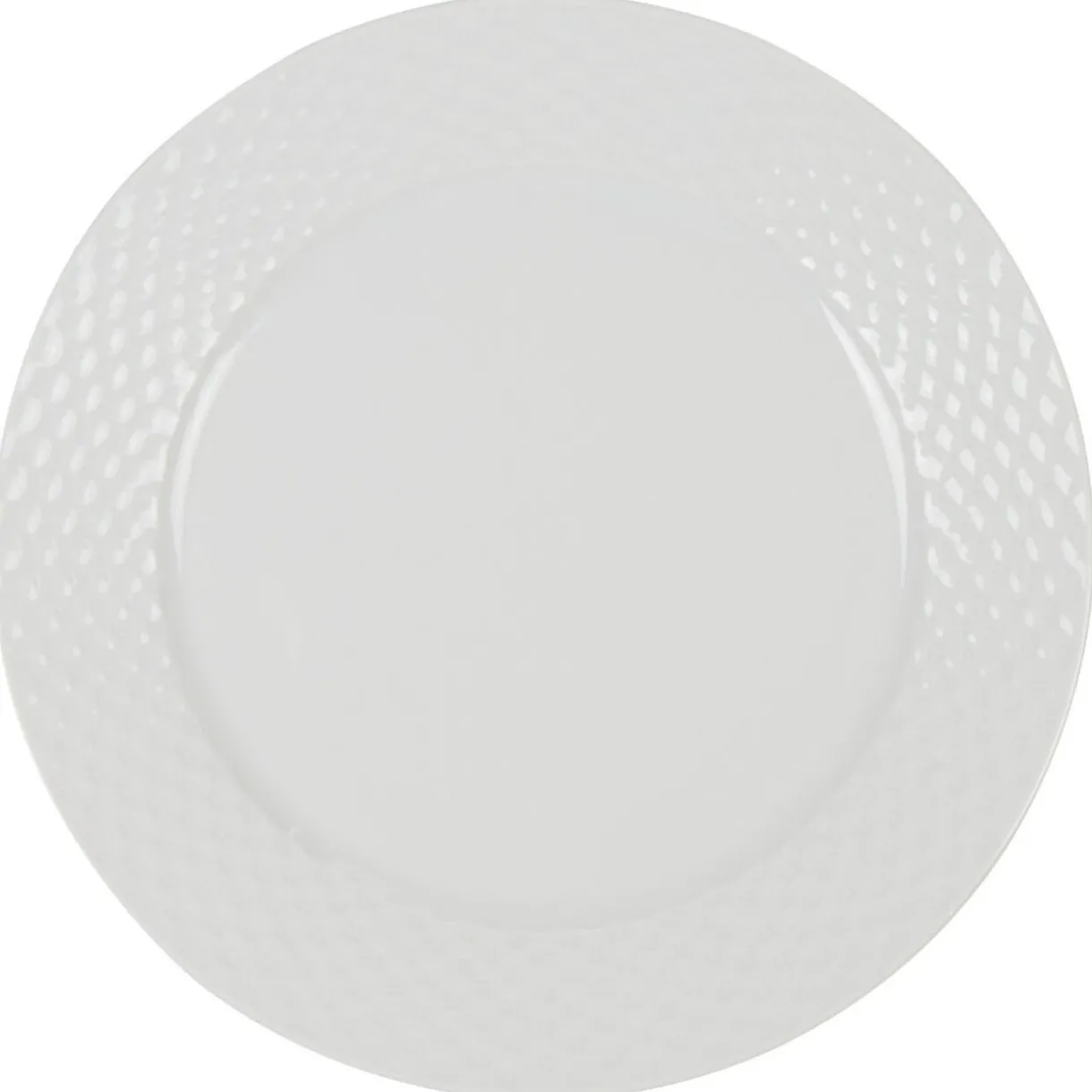 Gifi Assiette plate blanche ronde aile damassée