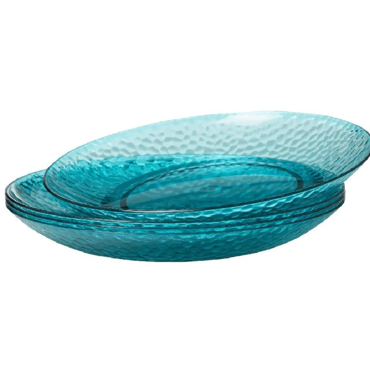 Gifi Assiette plate bleue martelé x4