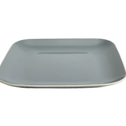 Gifi Assiette plate carré en grès grise et blanche