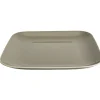 Gifi Assiette plate carré en grès taupe et blanche