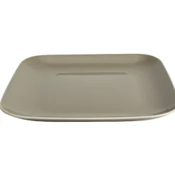 Gifi Assiette plate carré en grès taupe et blanche