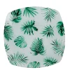 Gifi Assiette plate carrée blanche motif feuille tropicale vert