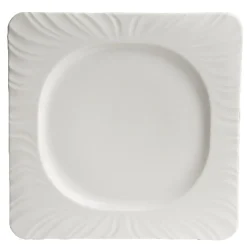 Gifi Assiette plate carrée blanche avec intérieur rond Feston New