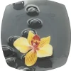 Gifi Assiette plate carrée motif galets et fleur