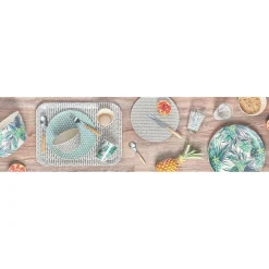 Gifi Assiette plate décor géométrique vert d'eau Discount