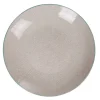 Gifi Assiette plate design goutte beige liseré bleu clair