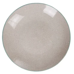 Gifi Assiette plate design goutte beige liseré bleu clair