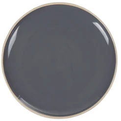Gifi Assiette plate en faïence grise forme ronde