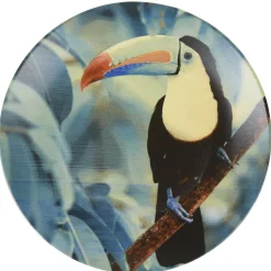 Gifi Assiette plate en faïence imprimé exotique toucan