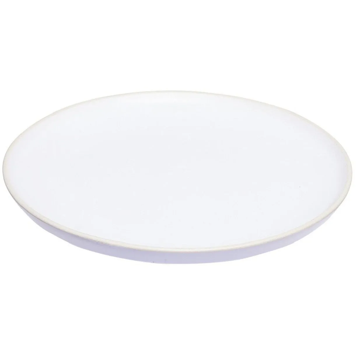 Gifi Assiette plate en faïence blanc avec liseré crème