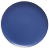 Gifi Assiette plate en faïence bleu avec liseré blanc