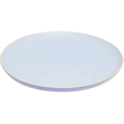 Gifi Assiette plate en faïence bleu turquoise avec liseré crème