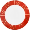 Gifi Assiette plate en porcelaine rouge détail doré