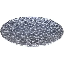 Gifi Assiette plate en porcelaine décor vague japonaise
