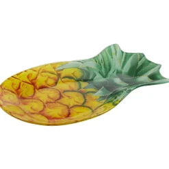 Gifi Assiette plate en verre forme ananas jaune vert Best
