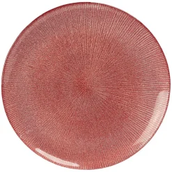 Gifi Assiette plate en verre strié rouge