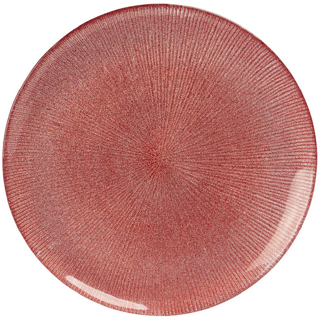 Gifi Assiette plate en verre strié rouge