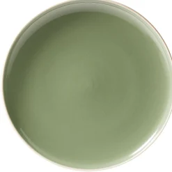 Gifi Assiette plate faïence vert avec liseré crème