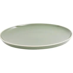 Gifi Assiette plate faïence vert avec liseré crème