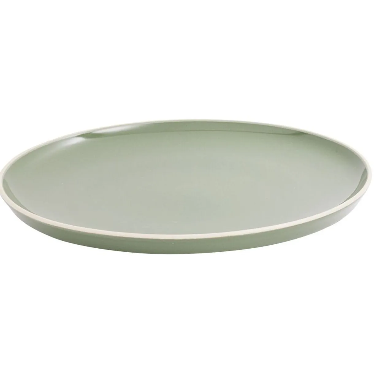 Gifi Assiette plate faïence vert avec liseré crème