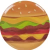 Gifi Assiette plate forme ronde style fast food motif hamburger New