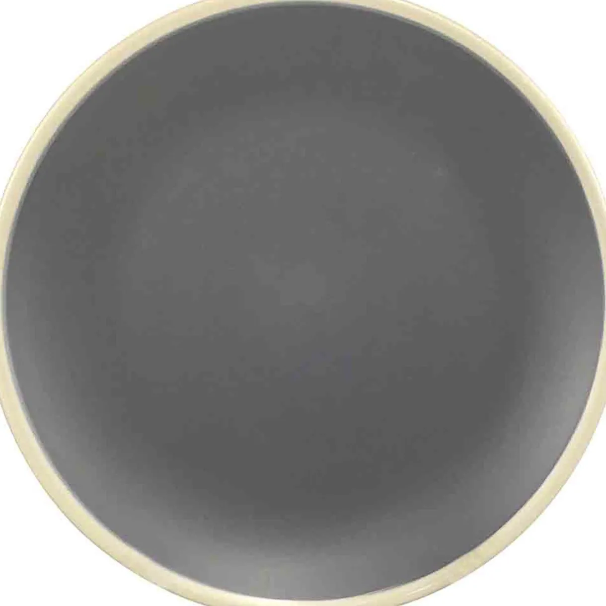 Gifi Assiette plate grise bordures blanches