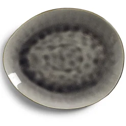 Gifi Assiette plate grès effet artisanal 28,5x24cm