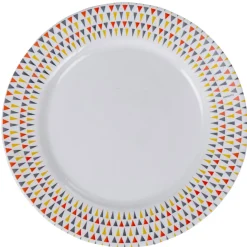 Gifi Assiette plate Luminarc ronde triangles rose gris jaune Hot