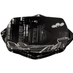 Gifi Assiette plate noire terrasse de brasserie x4