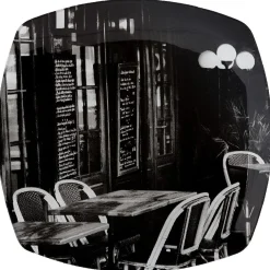 Gifi Assiette plate noire terrasse de brasserie x4