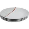 Gifi Assiette plate Oreige décor trèfles et ligne rouge x4 Best