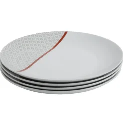 Gifi Assiette plate Oreige décor trèfles et ligne rouge x4 Best